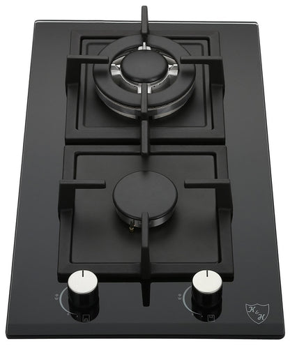 K&H Domino 2 zone glass gas hob 30cm wok burner natural gas built-in with thermocouple flame failure system 2Z-KHGW