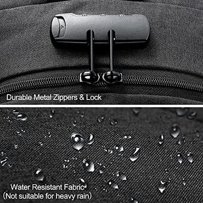 Tzowla Laptop Backpack for Men and Women, Travel Backpack Waterproof Anti-Theft with USB Charging Port and Lock for 15.6 Inch Notebook, Slim Business Work Casual Daypack-Black