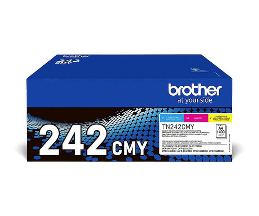 Brother Original TN-242CMY Multipack with 3 toners Cyan/Magenta/Yellow, for up to approx. 1400 pages each, for DCP-9017CDW, -9022CDW, HL-3142CW, -3152CDW, 3172CDW, MFC-9142CDN, 9332CDW, -9342CDW, Value Pack.
