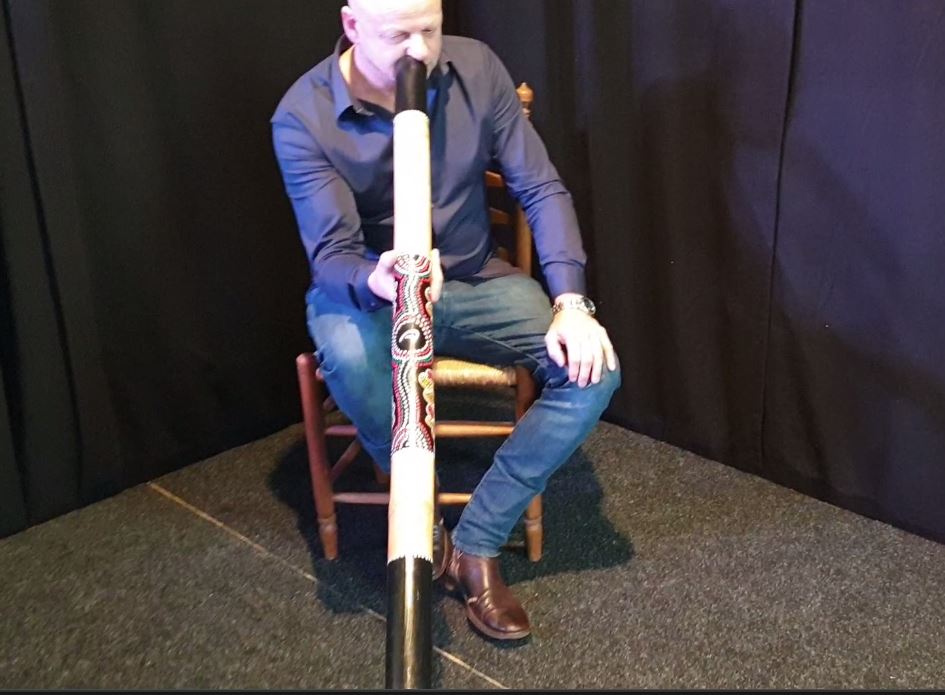 Australian Treasures - Beginner Didgeridoo - Hand-painted with Aboriginal motifs, includes nylon carrying case.