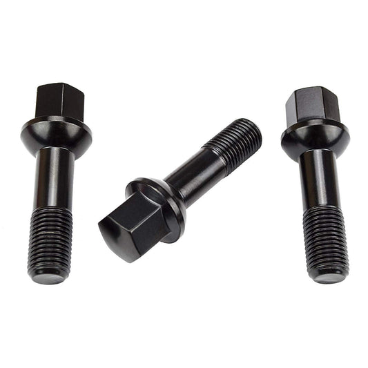 20 wheel bolts M14x1.5x45mm BLACK ball seat for R14 alloy wheels.