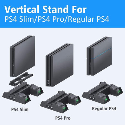 OIVO PS4 stand, PS4 fan, PS4 cooler with PS4 controller charging station for PlayStation 4/PS4 Pro/Slim, PS4 holder with PS4 charging dock, PS4 stand PS4 fan cooler with 12 game storage