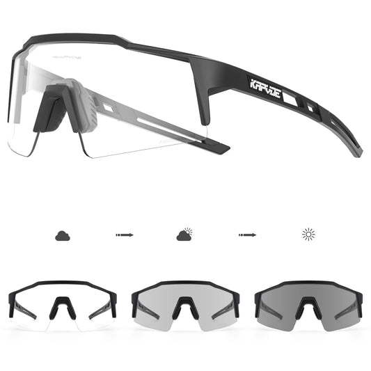 KAPVOE Photochromic Self-Tinting Cycling Glasses TR90 Frame for Men Women Clear Sports Sunglasses Sport Cycling MTB Glasses Driving Sports Baseball Running Clear Black 01