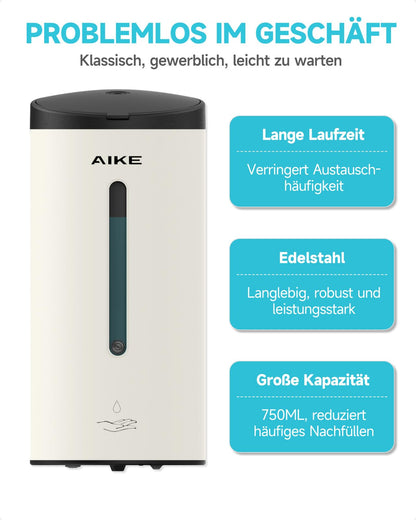 AIKE AK1205E Automatic Soap Dispenser Wall Mount, Commercial Large Capacity Stainless Steel Liquid Dispenser for Dining Room and Bathroom.