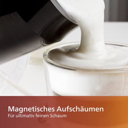 Philips SENSEO® Milk Twister - Milk frother for hot and cold milk frothing for 2 cappuccinos, non-stick coating, 500 watts, 0.12 liters, 15.1 x 15.1 x 21.7 cm, black.
