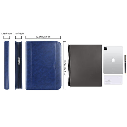 ProCase A4 Writing Pad PU Leather Conference Folder Portfolio with Zipper Clipboard Notepad Business Document Holder, lightweight, durable material - Navy