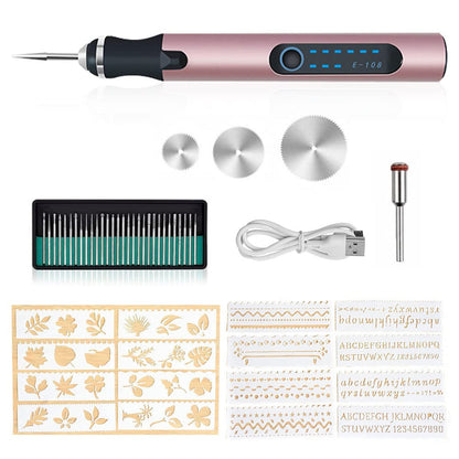 Electric Engraving Pen Engraving Tool Set Micro Engraver Etching Pen DIY Rotary Tool for Carving, Glass, Wood, Metal, Stone, Plastic, Ceramic, Jewelry (Red)