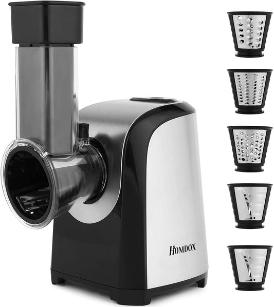 Electric vegetable chopper 5 in 1, 150W kitchen appliance, spiralizer for fruit and vegetable noodles.