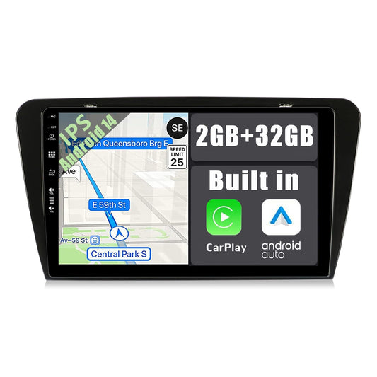 YUNTX Android 14 car radio fits Skoda Octavia (2014-2018) - 10.1 inch - with rearview camera & Canbus - GPS 2 Din - Supports DAB+ / Steering wheel control / WiFi / Bluetooth / Carlink / USB