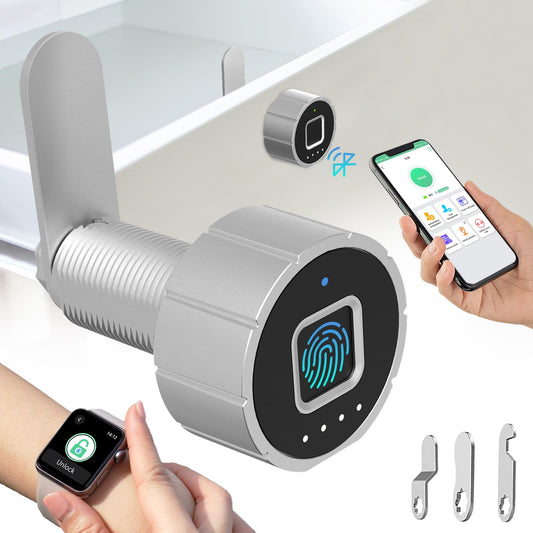 Fingerprint lock, Eseesmart mailbox lock, furniture lock with fingerprint APP, electronic cabinet lock with 3 locking tongues, drawer lock for locker house office 30mm.