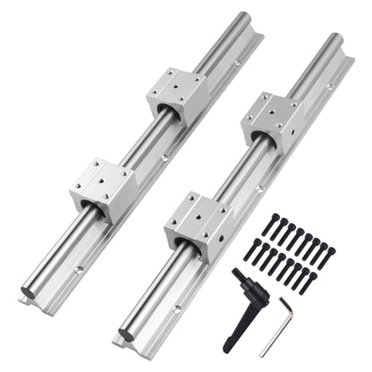 CNCYEAH Linear bearings and SBR12 support rail 2 pieces SBR12-700mm 12 MM Linear bearings slide guide shaft + 4 pieces SBR 12UU blocks, for 3D printers and CNC machines.