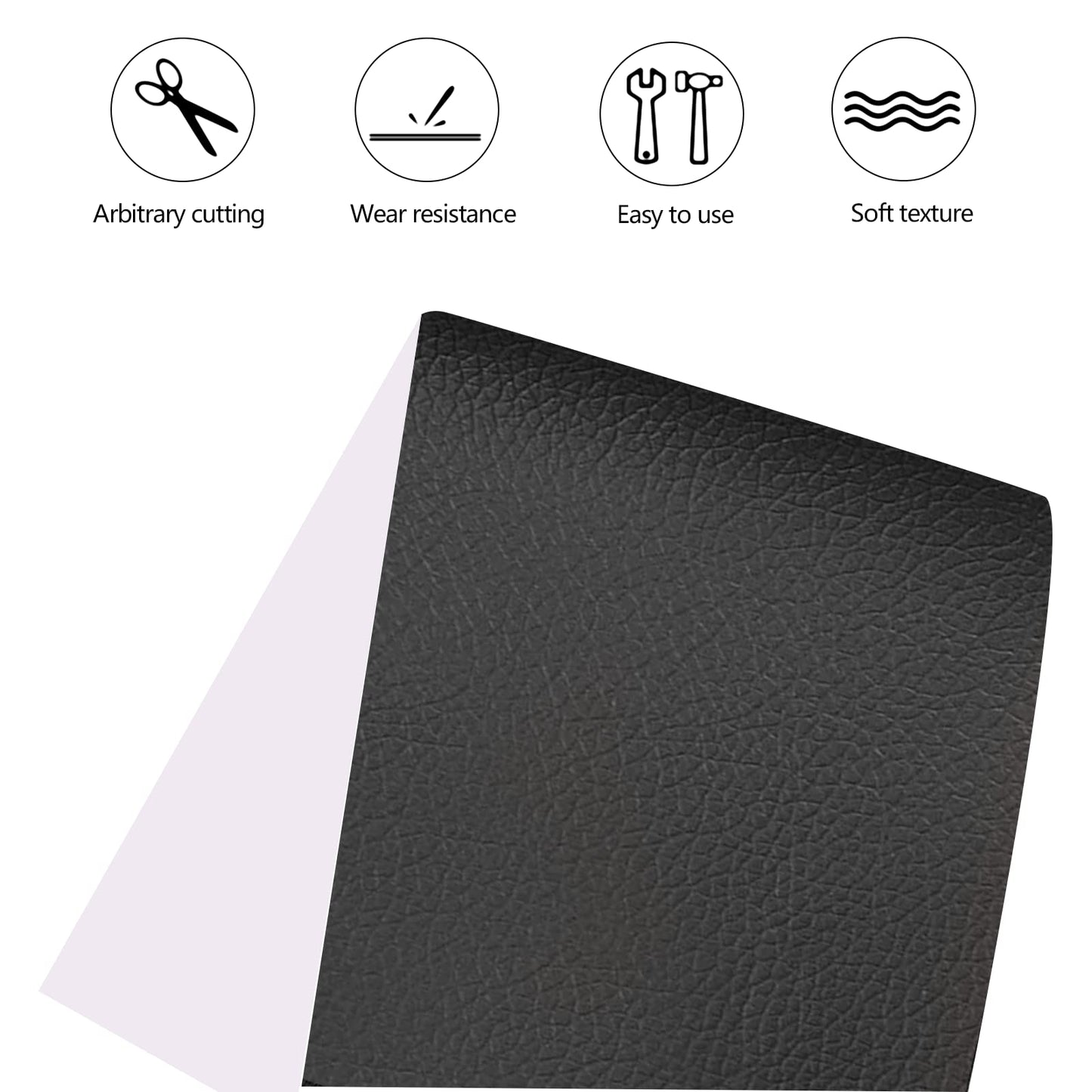 Artificial Leather Self-Adhesive Leather Repair Kit, 60 x 300 cm Leather Patches Self-Adhesive Leather Repair Patch, for Sofas, Car Seats, Office Chairs, Headboards, Handbags, Jackets, Black.