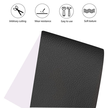 Artificial Leather Self-Adhesive Leather Repair Kit, 60 x 300 cm Leather Patches Self-Adhesive Leather Repair Patch, for Sofas, Car Seats, Office Chairs, Headboards, Handbags, Jackets, Black.