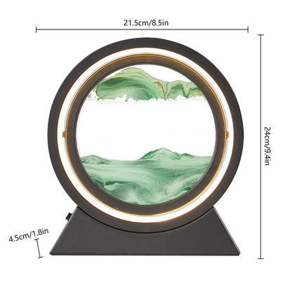 Sand picture frame with LED night light, 10'' Dynamic 3D sand art, deep sea in motion display, flowing sand frame for office desktop art (green)