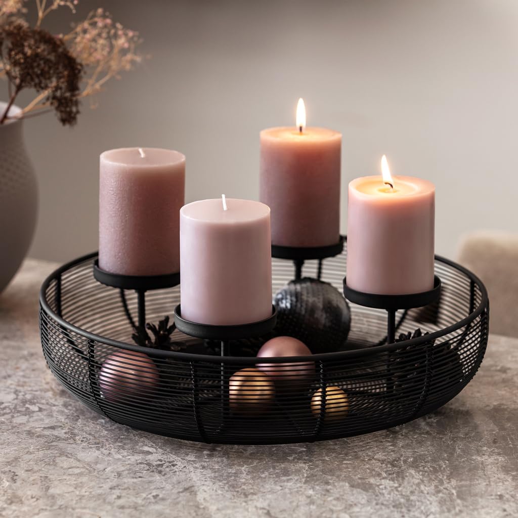 Villeroy & Boch - Black Xmas Advent wreath, 37x10cm, Christmas decoration made of metal, Black