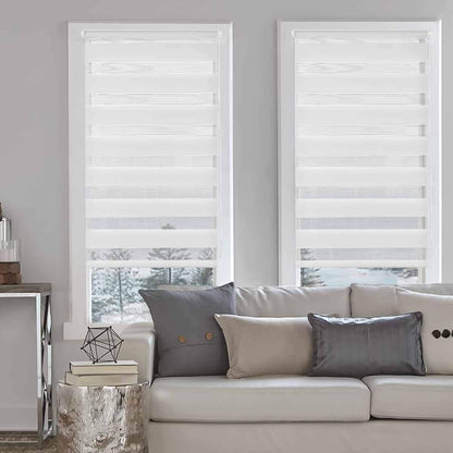 BelleMax Double Roller Blind Clamp Fix without drilling & with drilling, White 80x210cm (WxH), Duo Roller Blind, Sun protection light-permeable opaque, Clamp Roller Blind Window Blind, Roller Blinds for Window and Door