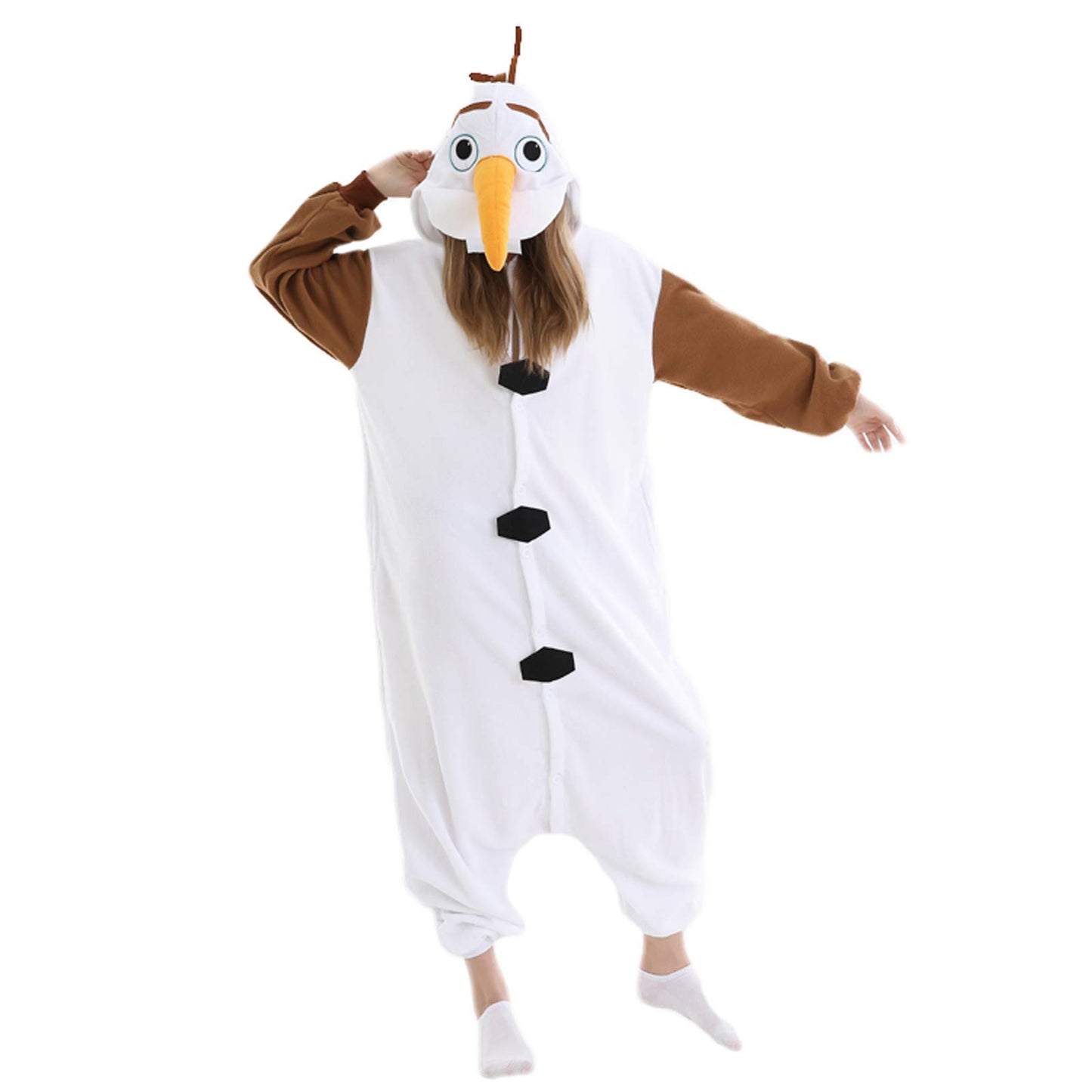 LorranTree Relax Olaf Onesie Costume Adult Women's Pajama Fasching Halloween Sleepwear Cosplay Jumpsuit Animal Carnival Olaf-S