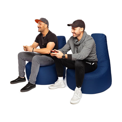 PATCH HOME Gamer Chair including Cube Bean Bag Set Ø75cm, 30cm seat height, 80cm height + 35x35cm cube Navy