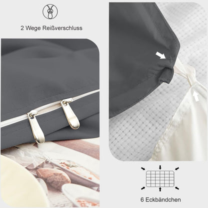 AYSW Bedding Brushed Microfiber 1 Duvet Cover 200x200cm + 2 Pillowcases 80x80cm with Zipper Gray