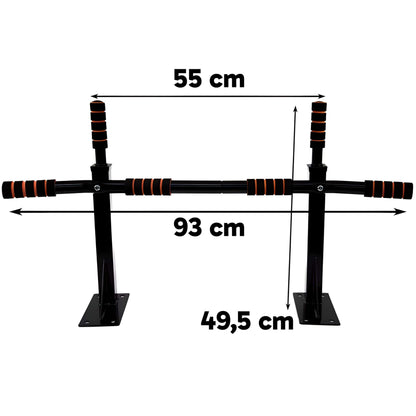 Retoo pull-up bar wall-mounted with anti-slip grips, can support up to 100kg. Made of sturdy steel, it's a versatile training tool for home gyms and strength training.