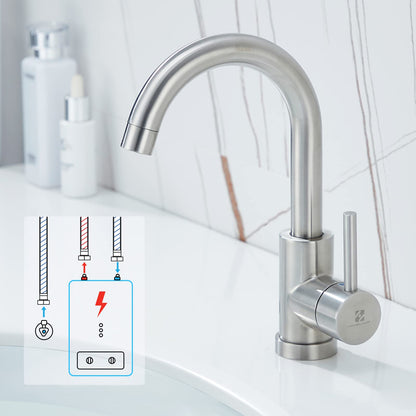 HOMELODY Low Pressure Faucet Bathroom/Kitchen 360° Rotatable Bathroom Faucet Kitchen Tap Single Lever Mixer Basin Faucet Sink Faucet Water Heater Mixing Valve Made of Stainless Steel