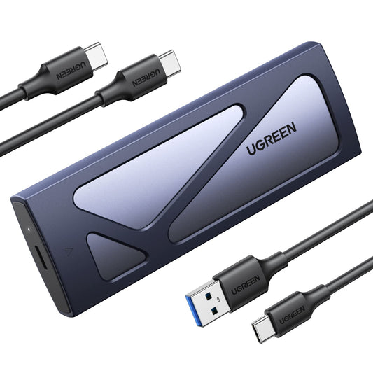 UGREEN NVMe M.2 USB 3.2 SSD enclosure adapter with cooling pad 10 Gbps for NVMe PCIe M-Key/M+B Key in 2230/2242/2260/2280 with USB C and A cable tool-free