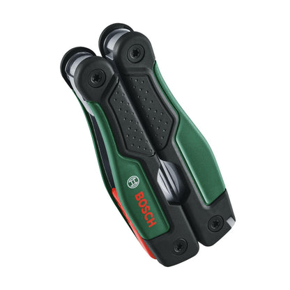 Bosch 16-in-1 Multi-Tool (multifunctional tool for DIY, outdoor, and camping; stainless steel; locking function; softgrip; 16 functions: pliers; screwdriver; knife; saw, etc.)