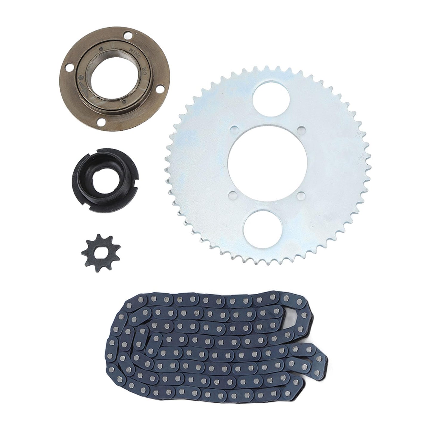 Possibly steel sprocket set with toothless freewheel, 54 teeth, universal chainring for DIY bike, scooter, motorbike.
