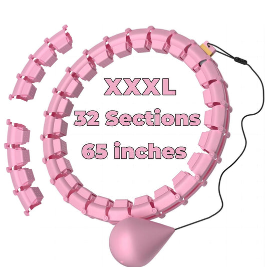 Smart hoop for adults with weighted ball, ultra quiet hula hoop for weight loss with 32 detachable segments, hula hoop for weight loss max waist circumference 165cm (pink)