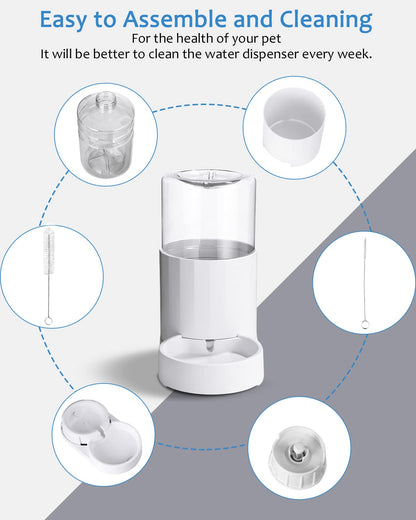 JOFLVA Pet Automatic Water Dispenser, 2.5L for Dogs Cats, Water Fountain Without Electricity, Non-Slip Base, BPA Free, with Placemat