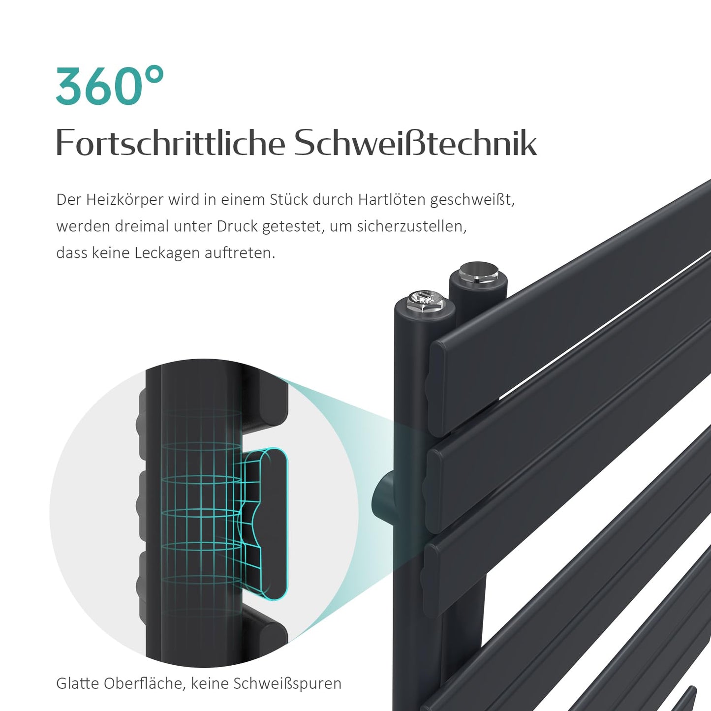 EMKE electric towel warmer radiator 762x400 mm, electric towel rail with thermostat, electric towel warmer with heating element in anthracite 400W.