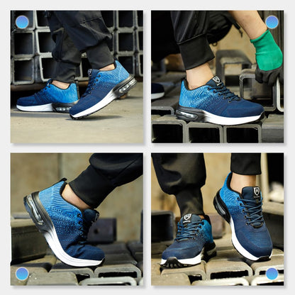 Nasogetch safety shoes for women and men Steel toe cap shoes Work shoes Athletic Breathable Blue EU 37
