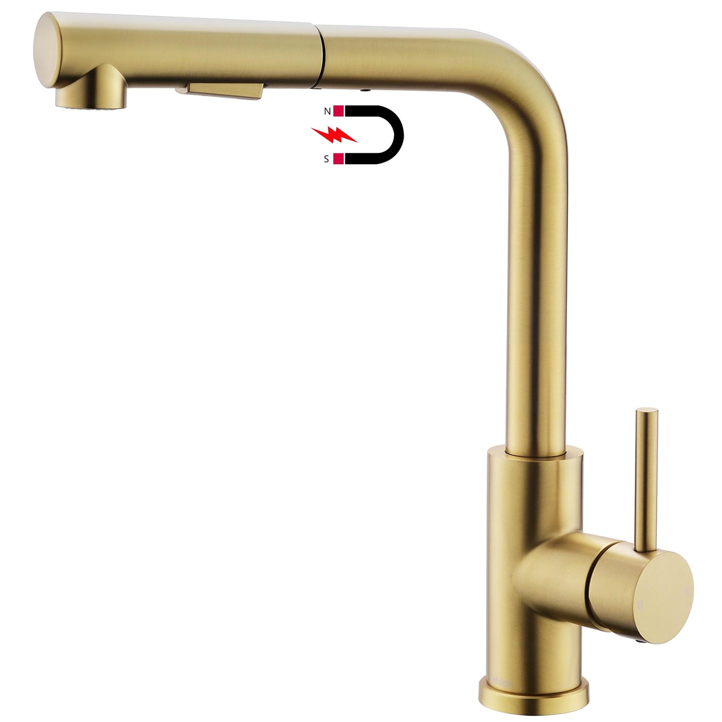 Tohlar Kitchen Faucet Gold, Gold Kitchen Tap with Pull-Out Spray and Magnetic Shower Head Two Spray Modes, High Pressure Kitchen Sink Faucet L-Shaped Brushed Gold Stainless Steel Kitchen Mixer 360° Swivel