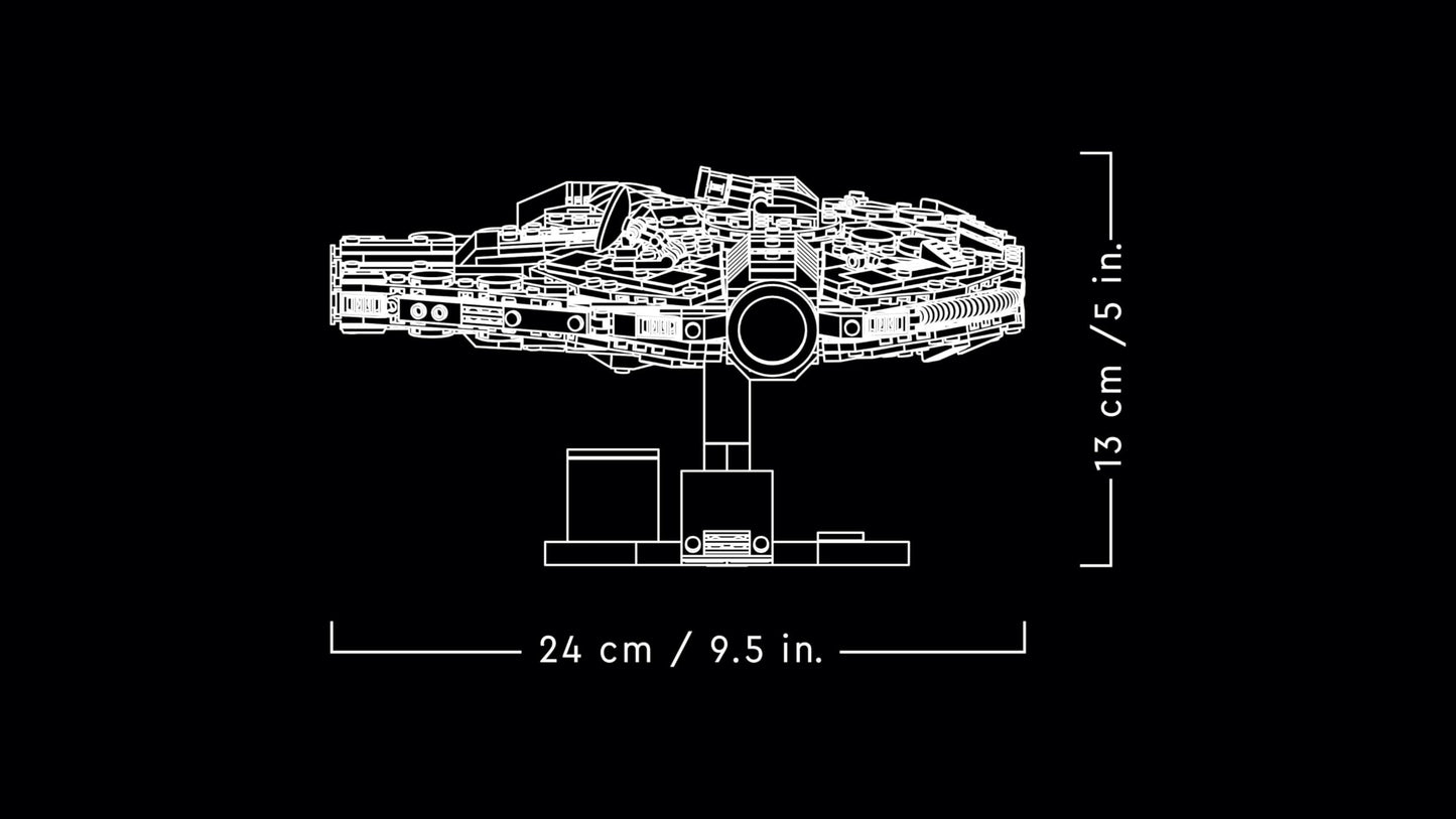 LEGO Star Wars 75375 Millennium Falcon - spaceship model for adults with display stand and nameplate as cool desk decoration - gift for fans of A New Hope.