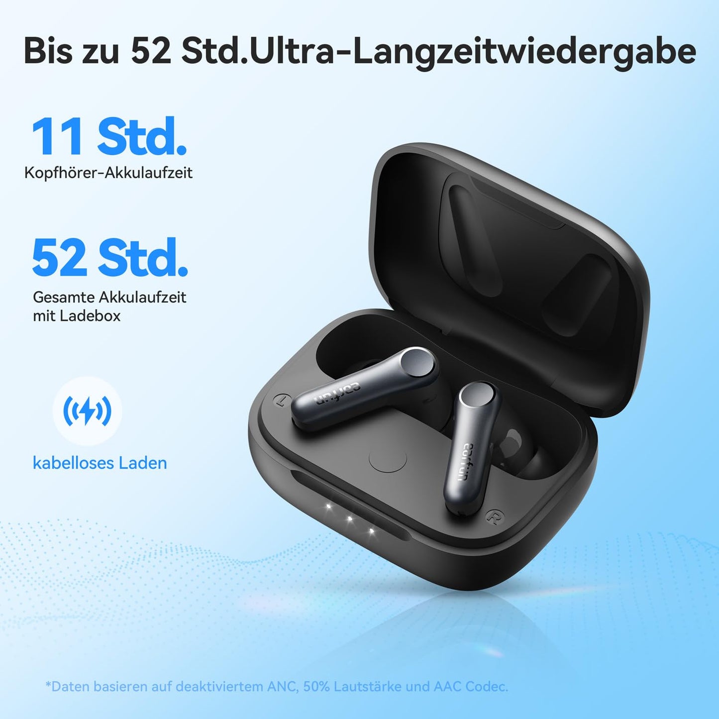 EarFun Air Pro 4 Bluetooth headphones with Adaptive Hybrid Noise Cancellation, aptX Lossless, Hi-Res Audio, LDAC, 6 microphones cVc 8.0 AI calls, 52H battery life, Multipoint, Bluetooth 5.4, In Ear Detection.