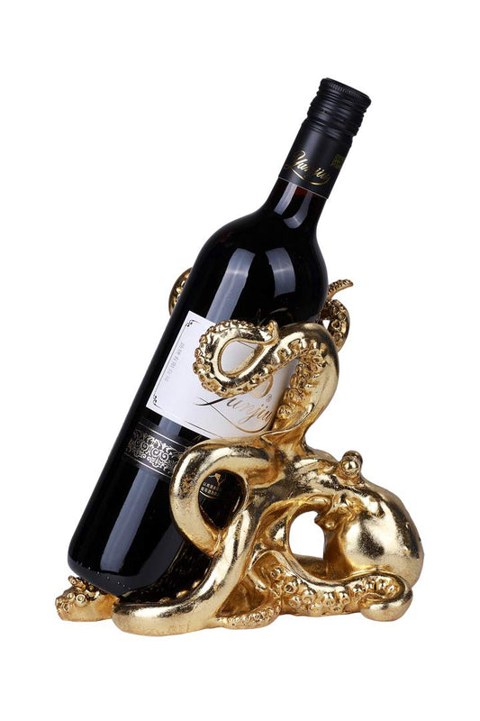 Pacific Giftware Golden Octopus Resin Figurine Wine Holder.