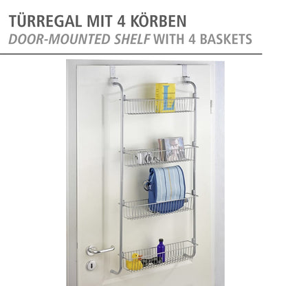 WENKO door rack with 4 baskets, storage and organization, 109 x 14 x 50 cm.