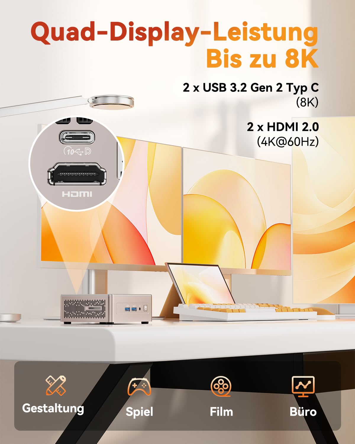 GEEKOM Mini PC A5 with AMD Ryzen 7 5825U (Stronger than 7430U) | 2.5G LAN | Intel NUC Mini PC Windows 11 Pro | 16GB DDR4 + 512GB SSD | WiFi 6 & USB-C Mini Computer for Gaming & Office [3-Year Warranty]