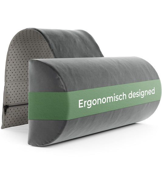 Neck roll for chair with counterweight (100% memory foam), neck pillow for sofa couch hanging, neck support for headboard bed, pillow for lounge chair, ergonomic neck pillow, neck roll