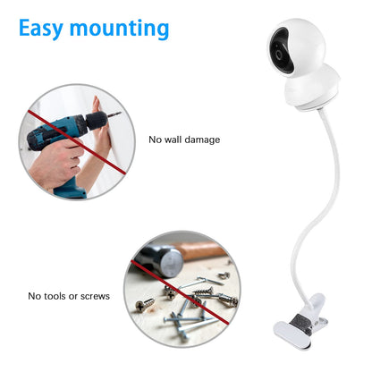 TIUIHU Baby Monitor Clip Mount for TP-Link Tapo C200/C210/C220/C201/C202/C211/C212/C222/C225/C230 WiFi IP Camera (White)