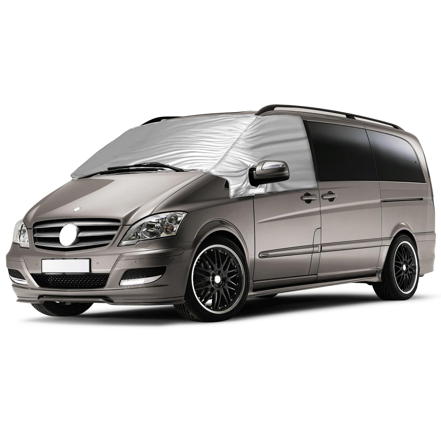 Opaltool External Thermo Windshield Cover for Mercedes-Benz Viano/Vito W639 2003-2014, Luxury Silver Wrap, Foldable Front Windshield Cover Winter Summer Windshield Frost Protection Cover