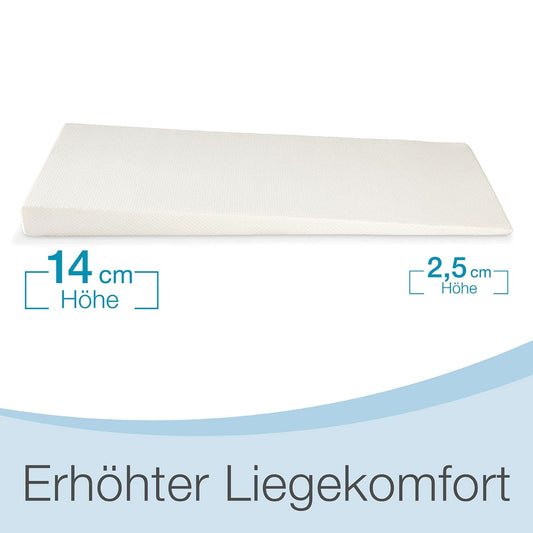 ELONEO Bed Wedge Topper 90 x 200 cm made of memory foam, mattress wedge pillow for bed incline, wedge mattress, wedge-shaped mattress pad, elevation wedge, washable cover
