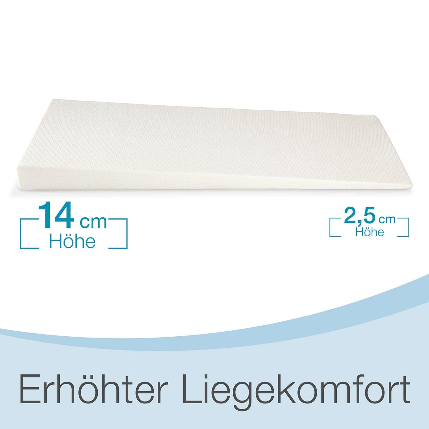 ELONEO Bed Wedge Topper 90 x 190 cm made of memory foam, mattress wedge pillow for bed elevation, wedge mattress, wedge-shaped mattress topper, elevation wedge, washable cover