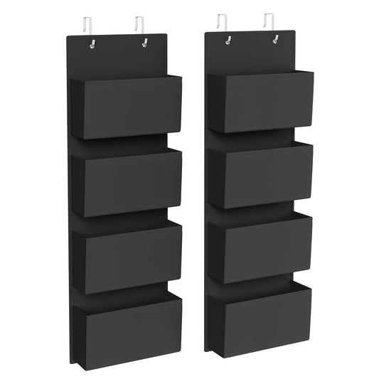 SONGMICS Hanging Organizer with 4 Pockets, Hanging Shelf, 2-Pack Closet Organizer, Hanging Storage, Door Organizer, Bedroom Living Room, 12 x 33.5 x 100 cm, Ink Black RDH004B02