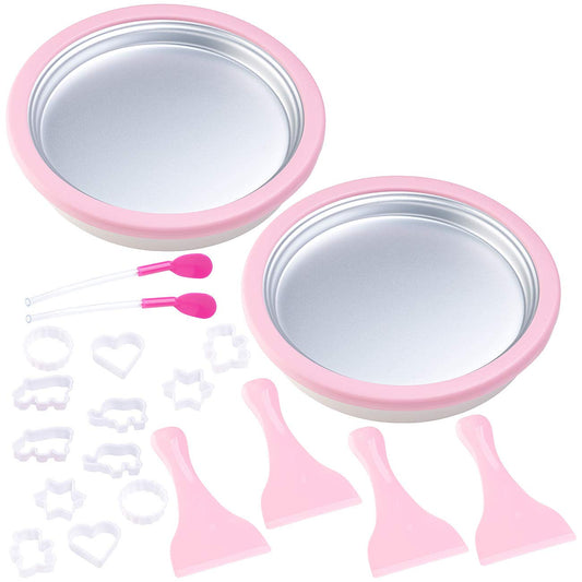 TokioKitchenWare Thai Ice Cream Machine: 2-piece Ice Teppanyaki Plates for making Ice Cream Rolls (Ice Cream Maker Plates, Teppanyaki Ice Maker Plate, Rolled Machine)