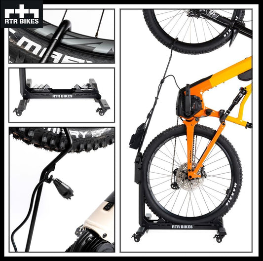 RTR BIKES BRUTUS UP PRO Professional Freestanding Bike Stand - Perfect for your garage, home, or bike shop.