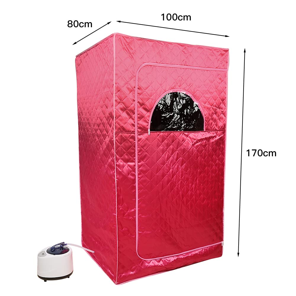 Portable sauna, mini steam sauna for home. Single portable sauna room can relieve fatigue, aid in weight loss, with remote control, timing, and temperature setting (100 * 80 * 170cm red).