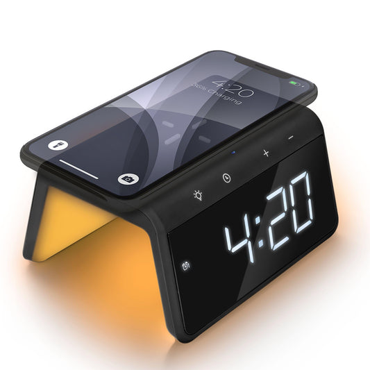 Caliber Digital Alarm Clock with light, dimmable display, dual alarm & quick charge docking station, for kids & deep sleepers, loud alarm, digital clock