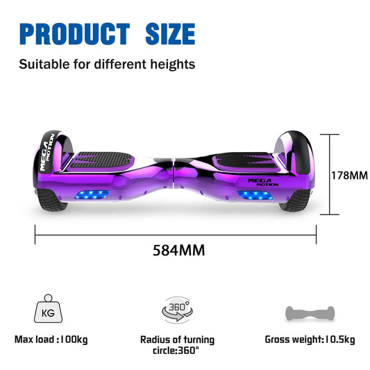MEGA MOTION Hoverboards with Hoverkart for Kids, 6.5 inch Hoverboards with Bluetooth Speaker, with LED lights, Gift for Kids and Teens