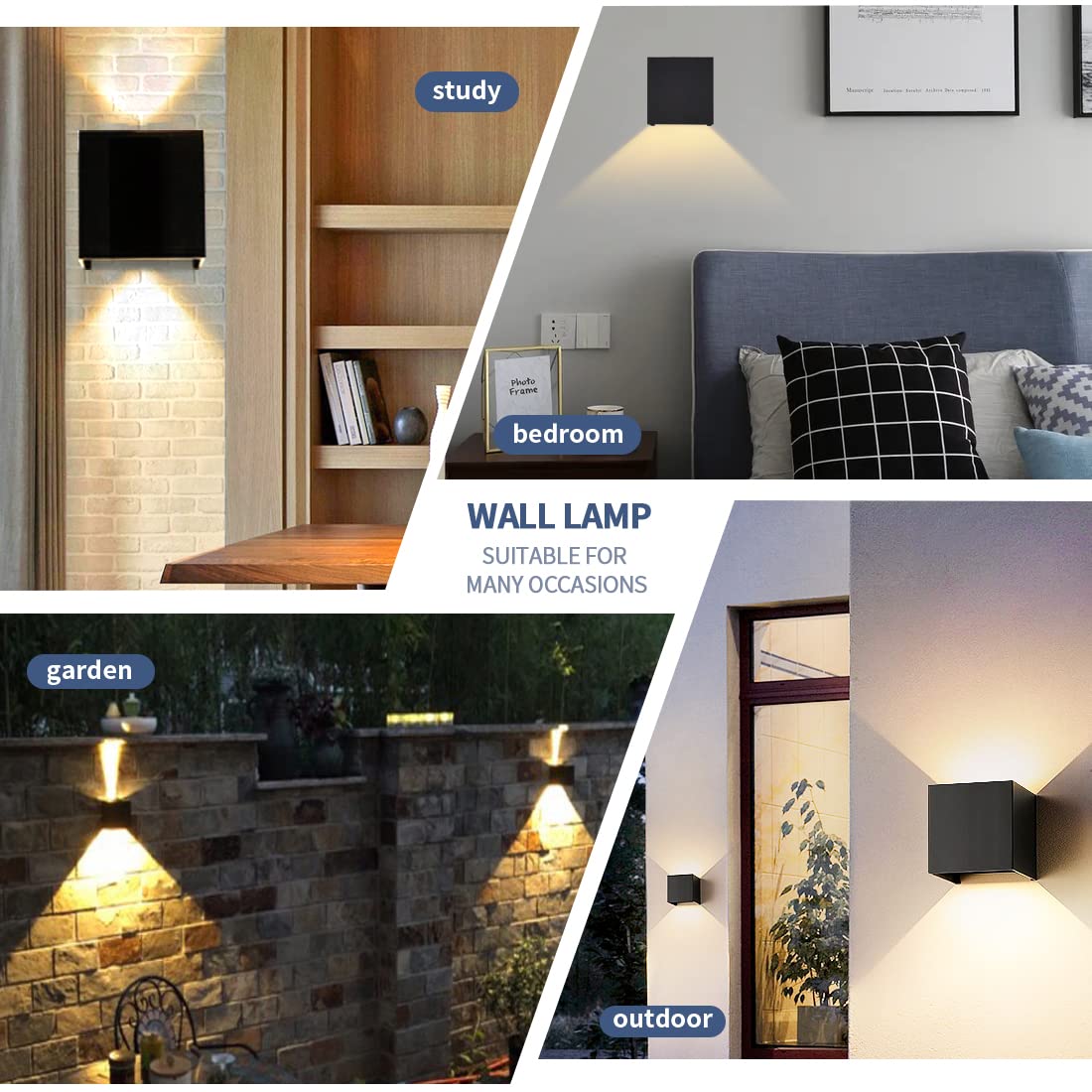 BOYIR 12W LED wall light for indoor/outdoor use with motion sensor. Modern up/down design with adjustable beam angle. Waterproof IP65 outdoor wall lamp in 3000K warm white.
